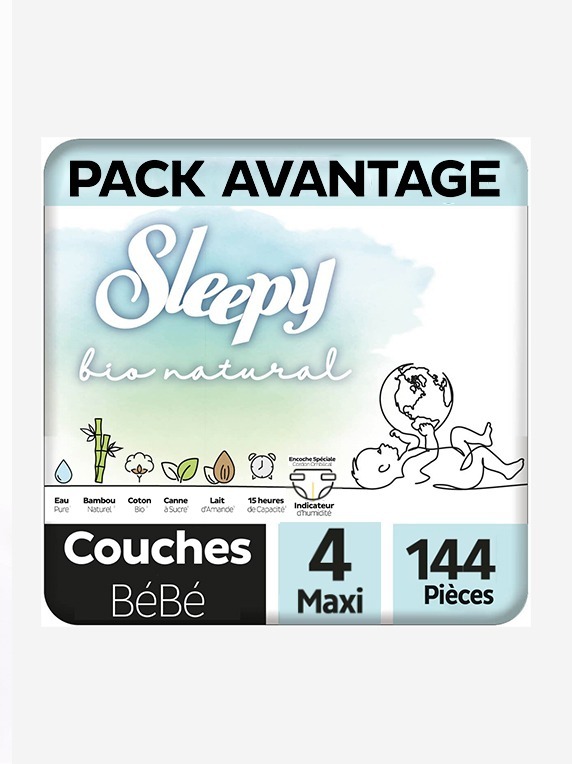 Sleepy Bio Natural Couche Bébé Taille 4 – 144 Pièces