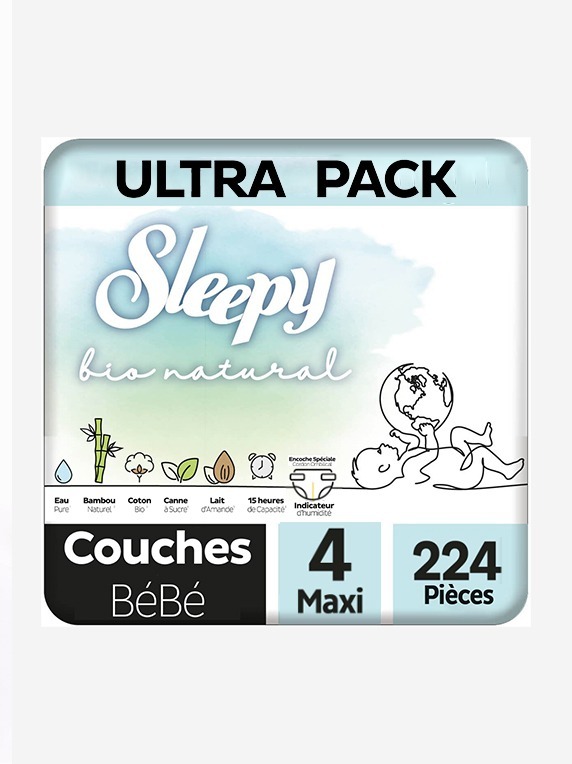 Sleepy Bio Natural Couche Bébé Taille 4 – 224 Pièces