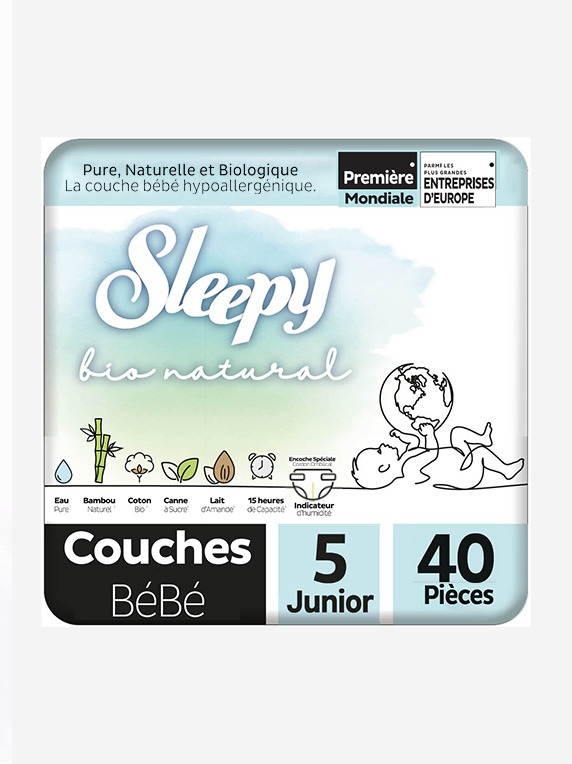 Sleepy Bio Natural Couche Bébé Taille 5 – 40 Pièces