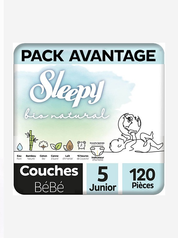 Sleepy Bio Natural Couche Bébé Taille 5 – 120 Pièces