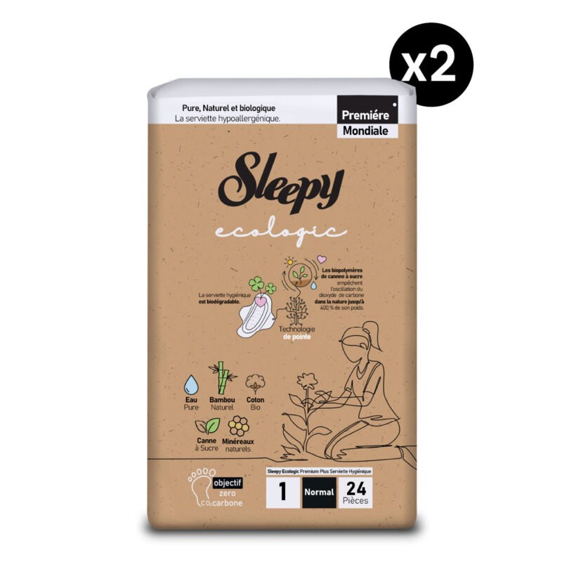 Sleepy Ecologic Premium Plus Serviette Hygiénique – Normal – 24 Pièces