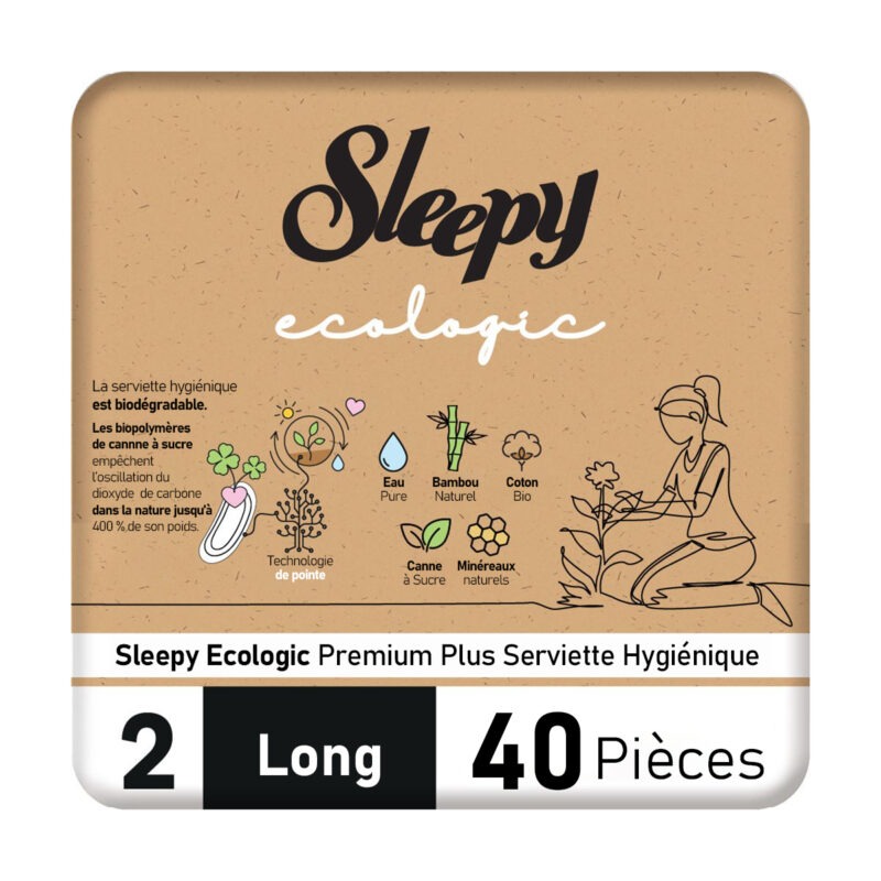 Sleepy Ecologic Premium Plus Serviette Hygiénique – Long – 40 Pièces