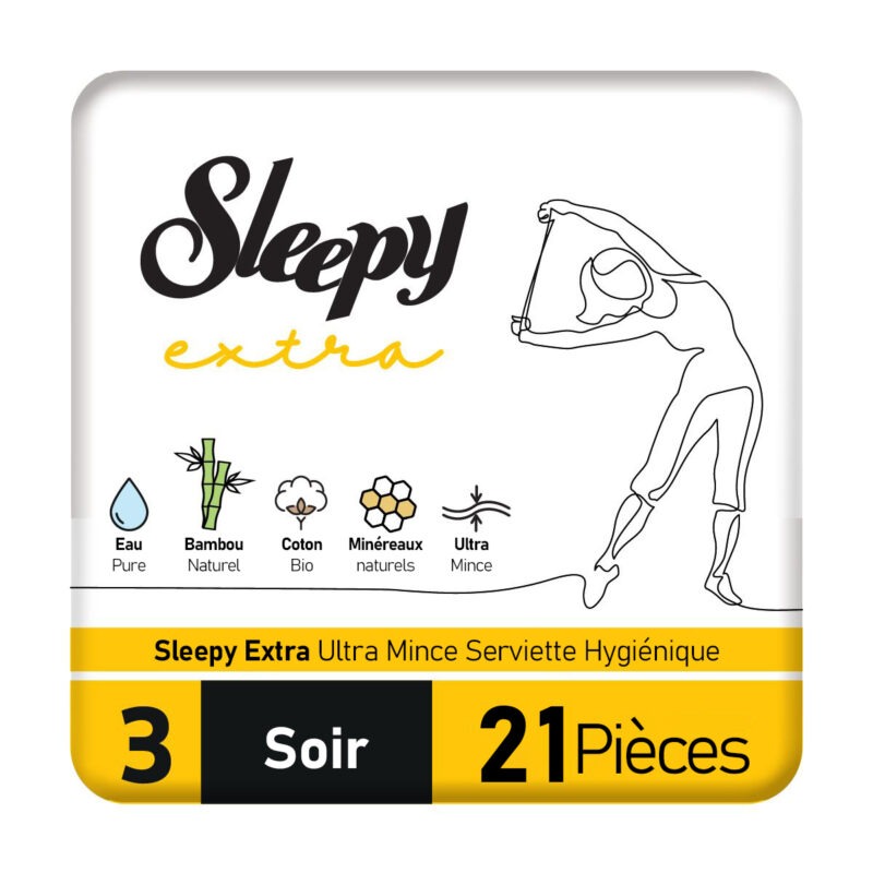 Sleepy Extra Premium Plus Serviette Hygiénique – Soir – 21 Pièces