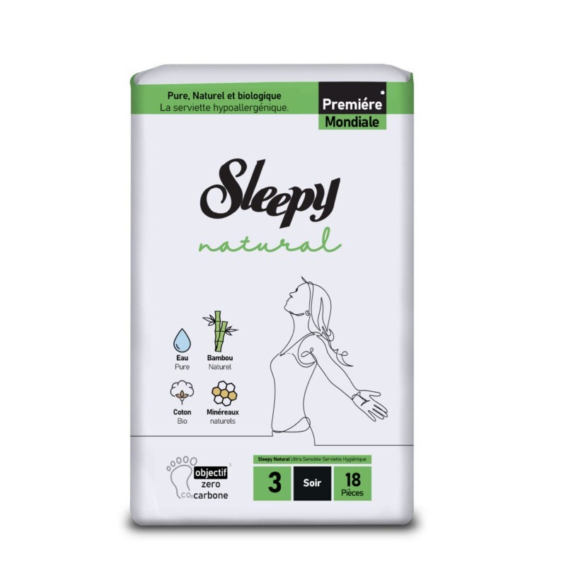 Sleepy Natural Premium Plus Serviette Hygiénique – Soir – 18 Pièces