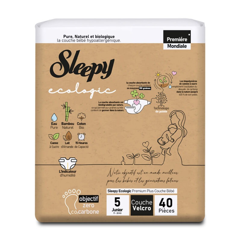 Sleepy Ecologic Couche Bébé Taille 5 – 40 Pièces
