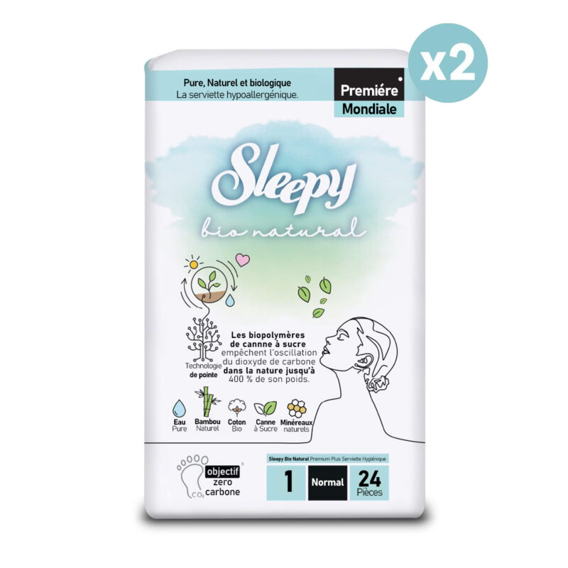 Sleepy Bio Natural Premium Plus Serviette Hygiénique – Normal – 24 Pièces