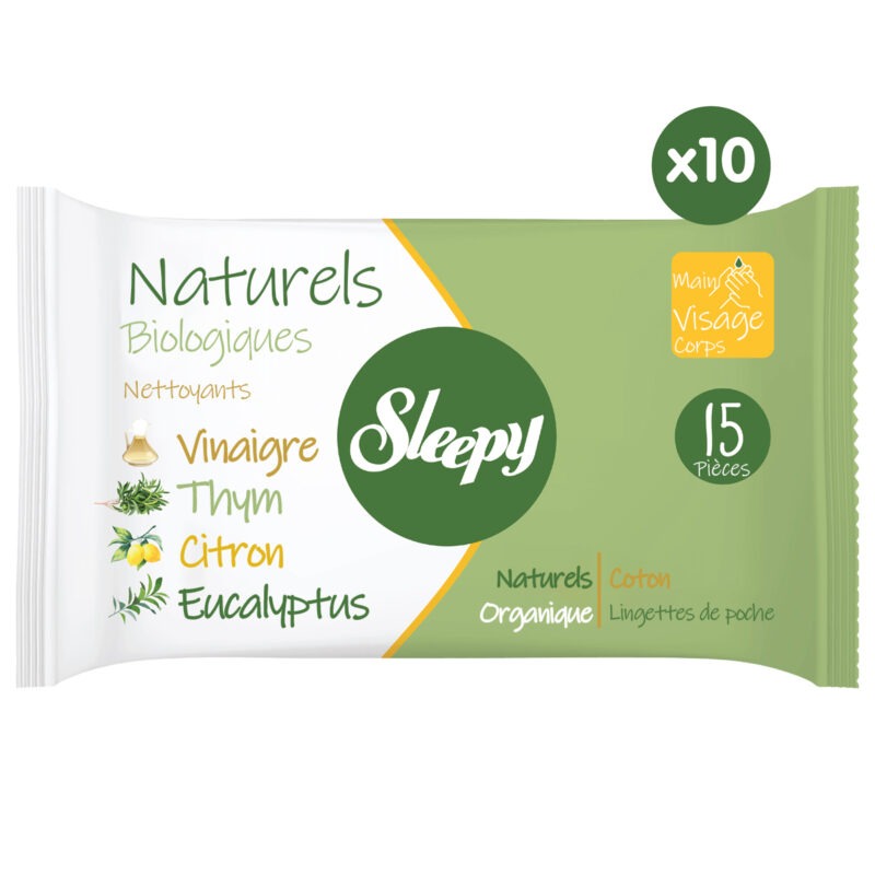 Sleepy – Lingette en Coton Biologique Naturel – 10×15